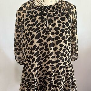 LOFT Black and Cream Patterned Blouse. Lined. Medium NWT